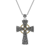 Sterling Silver & 10K White Sapphire Celtic Cross Necklace